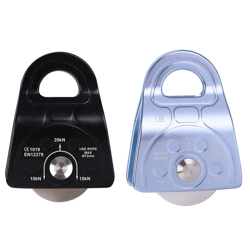 20KN Aviation Aluminum Square Edged Pulley, Rock Climbing Rope Pulley for Outdoor Casual Activities & Rescue Hauling