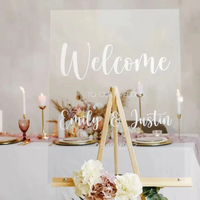 

Wedding Welcome Sign Vinyl Stickers Mariage Custom Texts Wedding Birthday Parties Decals Unique Wedding Mirror Sticker Mural Art