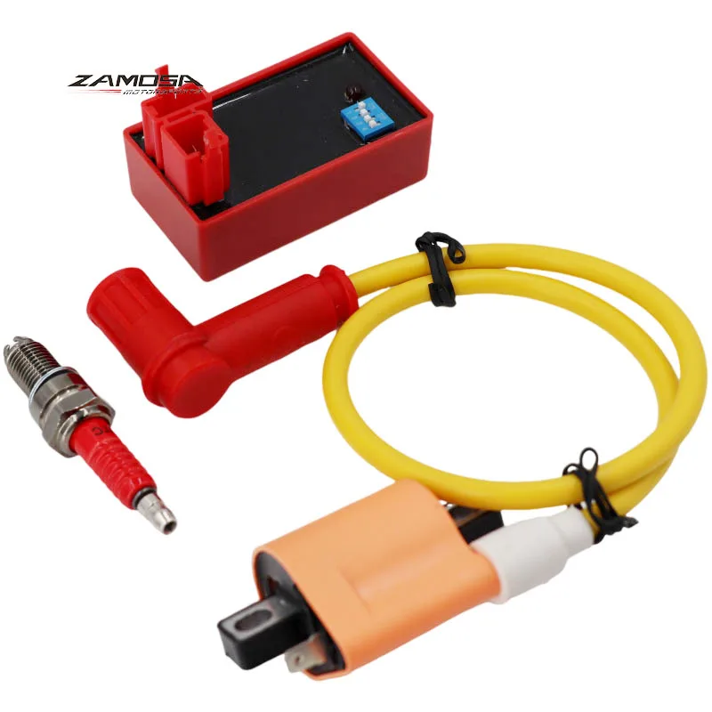 Racing CDI Ignition Coil Spark Plug Cap Set for 50cc 125cc 150cc 200cc CG AC D8TC Iridium ATV Quad Dirt Pit Bike Motorcycle