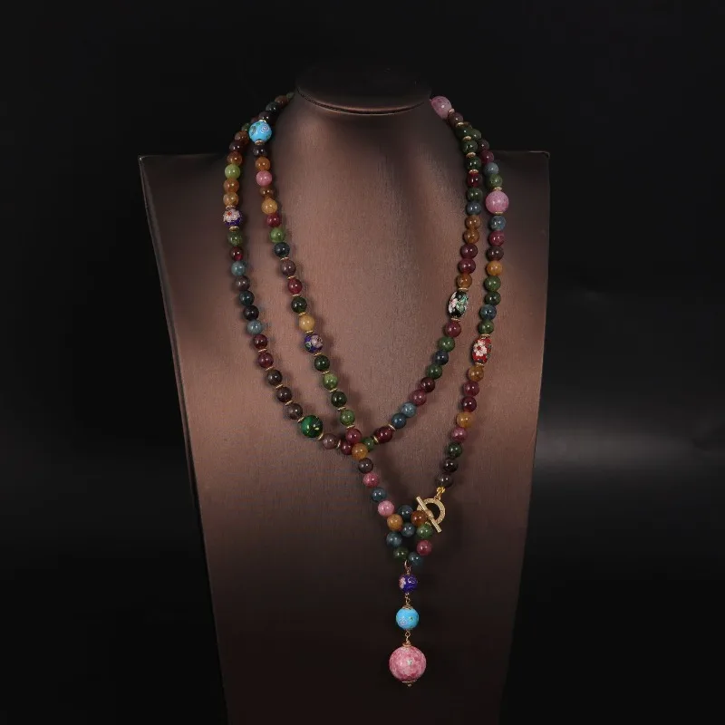 

Многоцветное ожерелье из бисера, массивные богемные украшения с яркими стеклянными бусинами, длинный кулон ручной работы для женщин, уникальный подарок