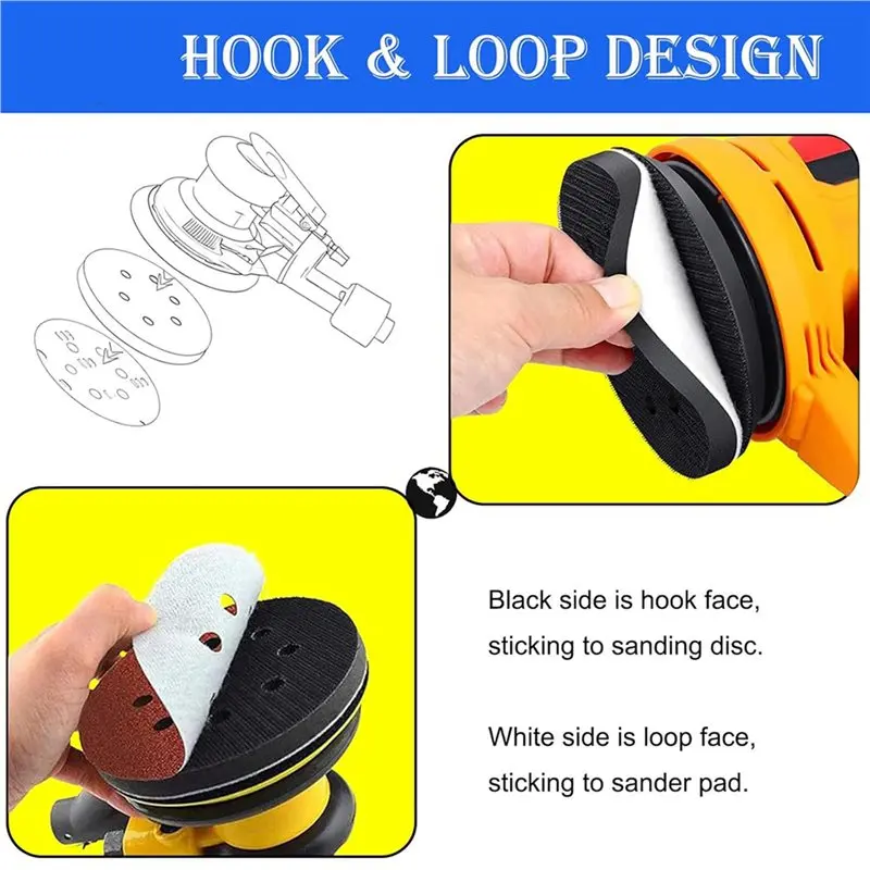 A25I-10 عبوة من وسادات واجهة الصنفرة مقاس 6 بوصات بخطاف وحلقة - وسائد دعم إسفنجية ناعمة الكثافة مع رغوة EVA