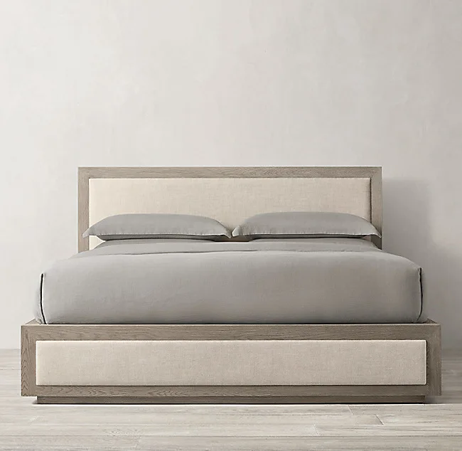 Oak frame double bed soft bag bed
