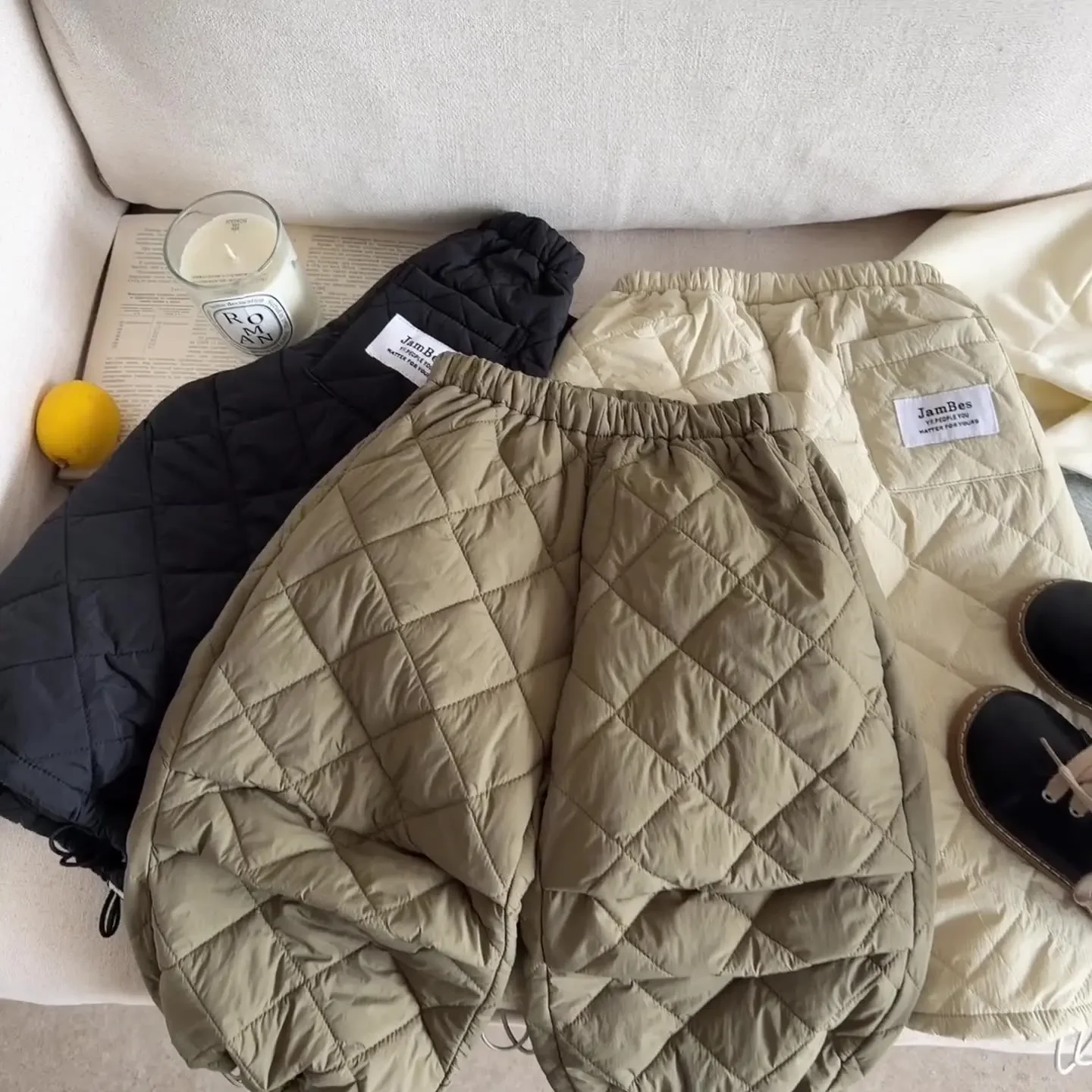 

2025 New Arrival Kids Quilted Diamond Pants 2-7Y Toddler Boys Girls Warm Padded Loose Trousers Casual Winter Outerwear Pants