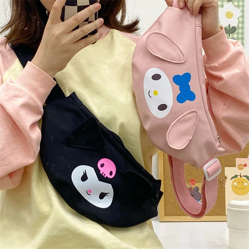 Kawaii Sanrio Anime Cinnamoroll Kuromi Melody Cartoon Marsupio Carino Borsa a tracolla Borsa per telefono Borsa per petto per ragazze Regalo