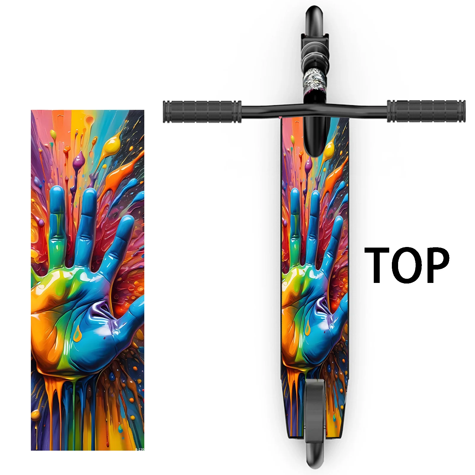 

1 штука, полная художественного смысла! Красочная наклейка на самокат с эффектом брызг чернил, в уличном стиле, полная супер-индивидуальности, для самоката.