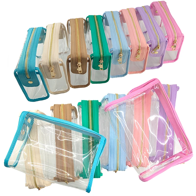 New Clear Travel Make Up Cosmetic Bag Pouches Transparent Letter Patches Color Waterproof Cosmetic Toiletry Bag Organizer Gift