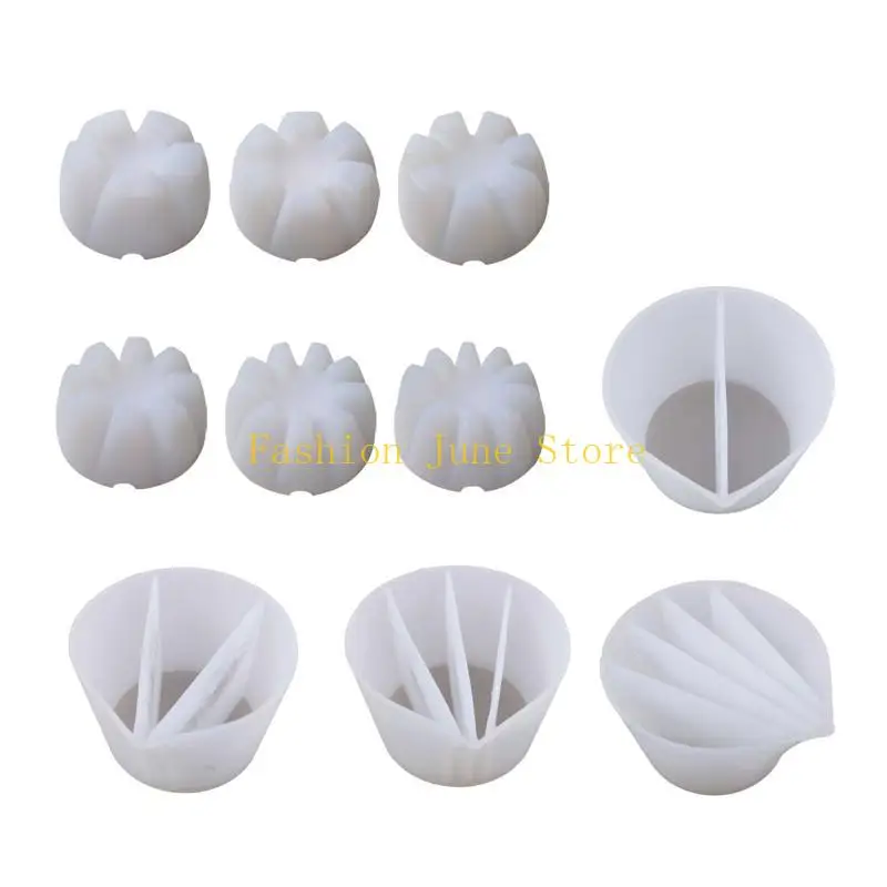 N5KA Silicone Split Cup 2/3/4/5 Chambers Reusable Silicone Pouring Divided Cups10Pcs/set for Fluid Art Acrylic Paint Resin DIY