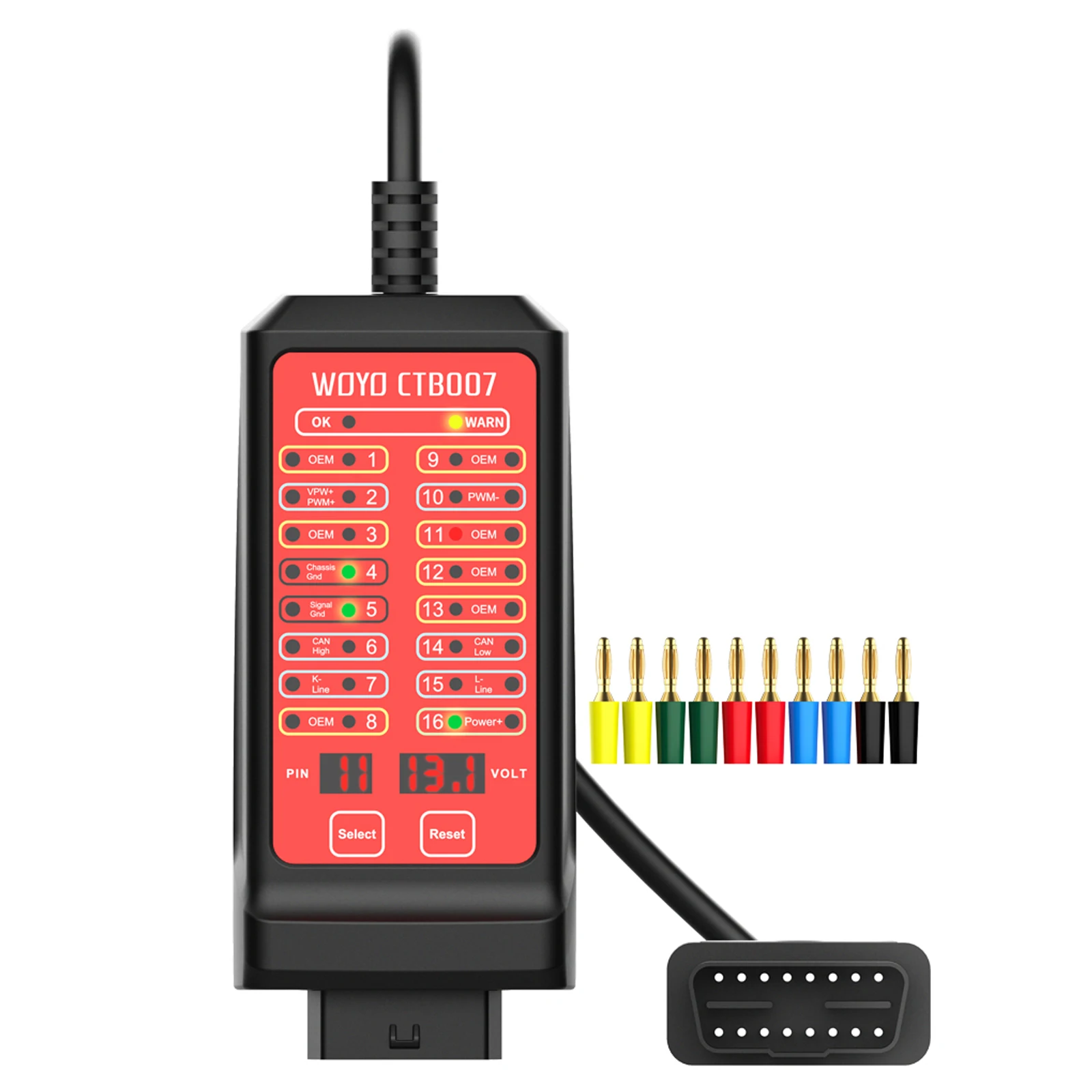 

12V 24V CAN Tester 16 Pin Break Out Box Detection CAN Bus Circuit Tester Vehicle Diagnosis On-Board Diagnostics Tester