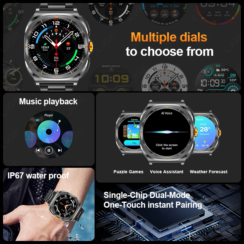 LIGE Nuovo Smart Watch con auricolare wireless TWS 2 in 1 Chiamata Bluetooth Schermo AMOLED da 1.53 "400mAh IP67 Smartwatch sportivo impermeabile