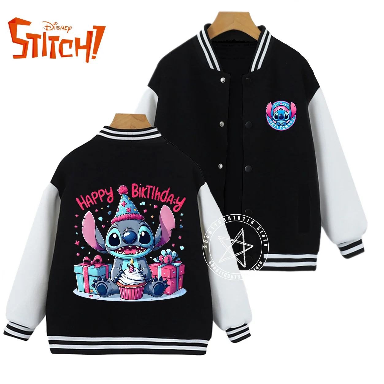 Autunno inverno Cardigan casual Abbigliamento Boutique Ragazzo Ragazza Cappotto Regali Stitch Uniforme da baseball Bambini Compleanno Giacca per bambini