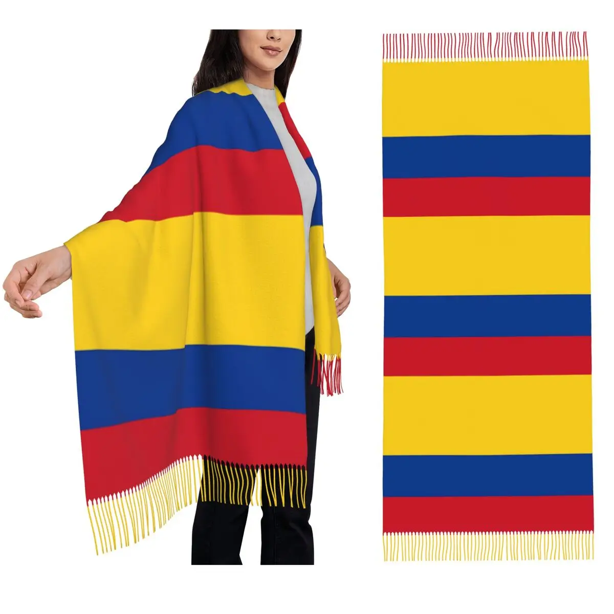 

Colombia Flag - Colombian Dress Scarf Tassel Scarves Women Soft Warm Shawls and Wraps Large Fall Winter Shawl Wrap