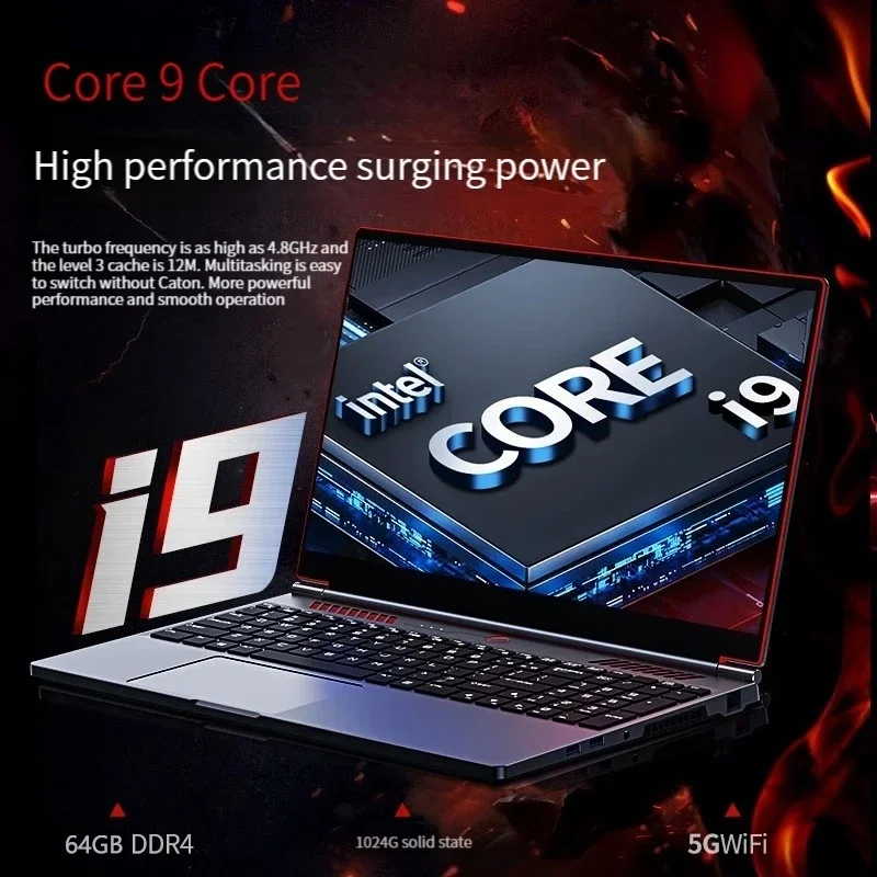 Intel Core i9-10885H 16,1-calowy laptop do gier GTX1650 4G Win 11 64 GB DDR4 4 TB SSD 8 rdzeni 12 wątków 4,8 GHz designerski notebook