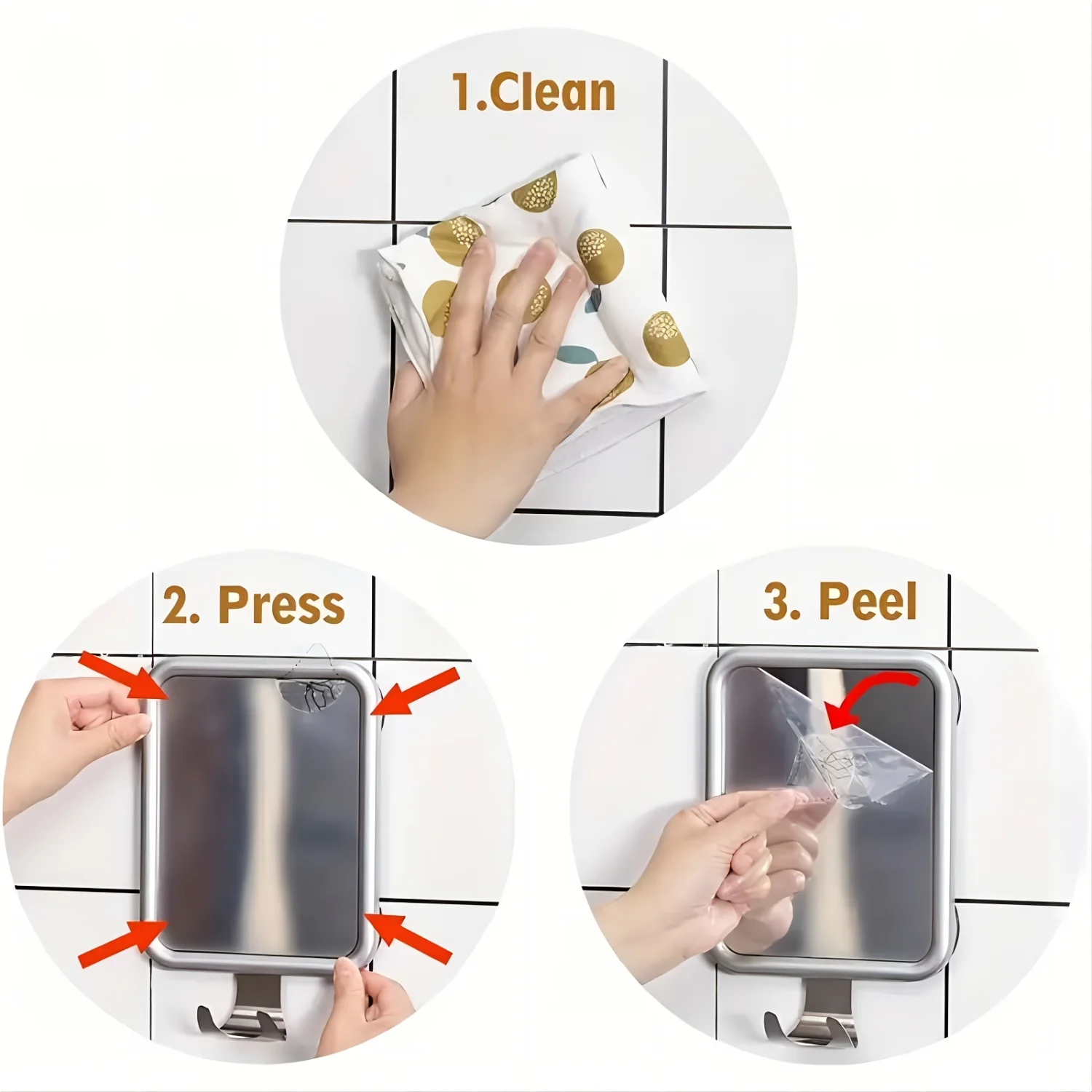 Espelho de chuveiro sem neblina com suporte - Super sucção, montagem na parede, à prova de quedas, resistente à ferrugem - Maquiagem e aliciamento, banheiro elegante