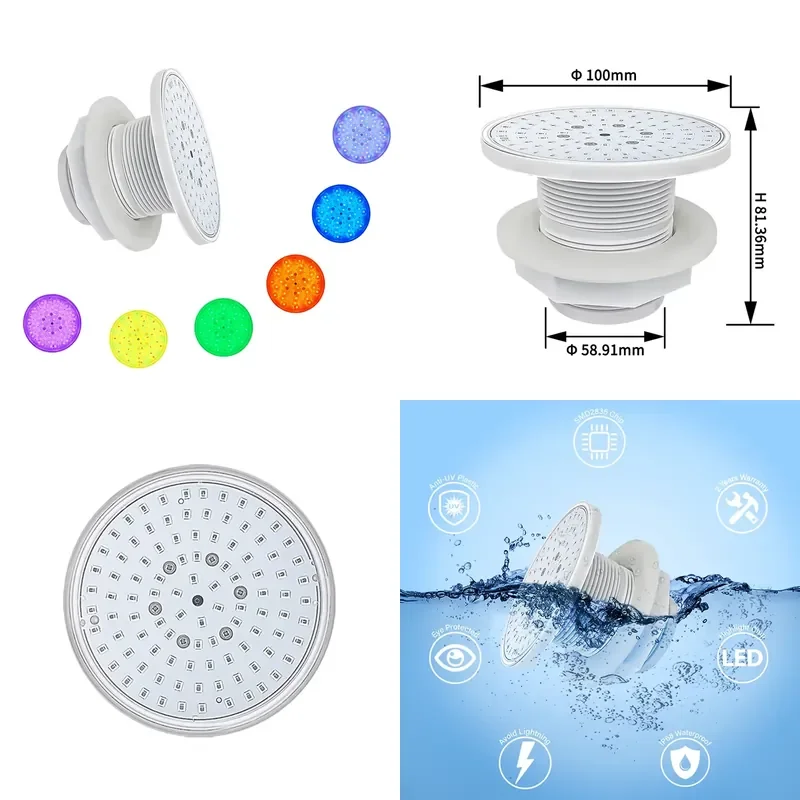 Refined 12V 2" COLOR Changing Resin Filled 6W LED LIGHT RGB IP68 LED Swimming Pool Light