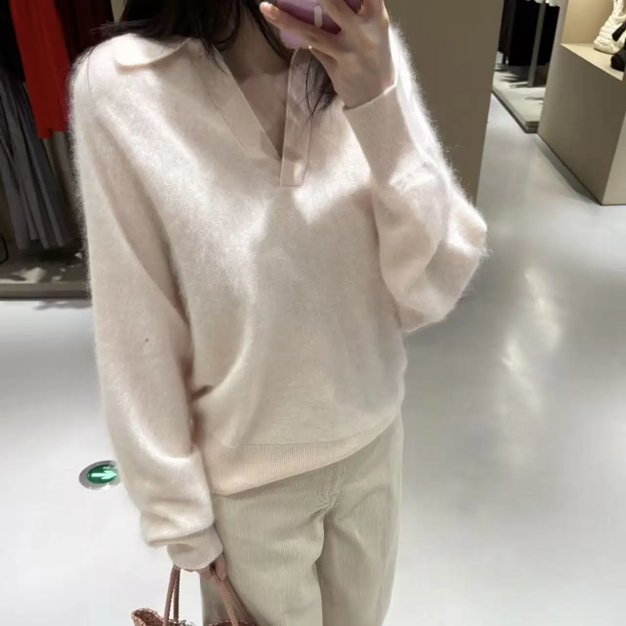 

Casual Sle Camere Knitted Sweater f Open Collar New Arrival Autumn Season Home Faion Women's Long Sve V-Ne Sweater