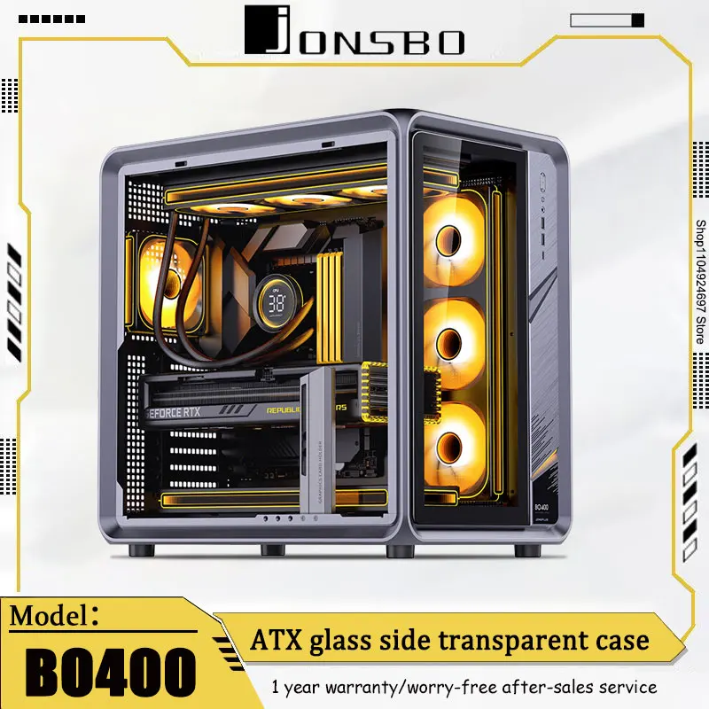 

JONSBO BO400 ATX Aluminum Sea View Room Case Three-Sided Transparent Host Supports 360 Water Cooling E-sports Game Machine Case