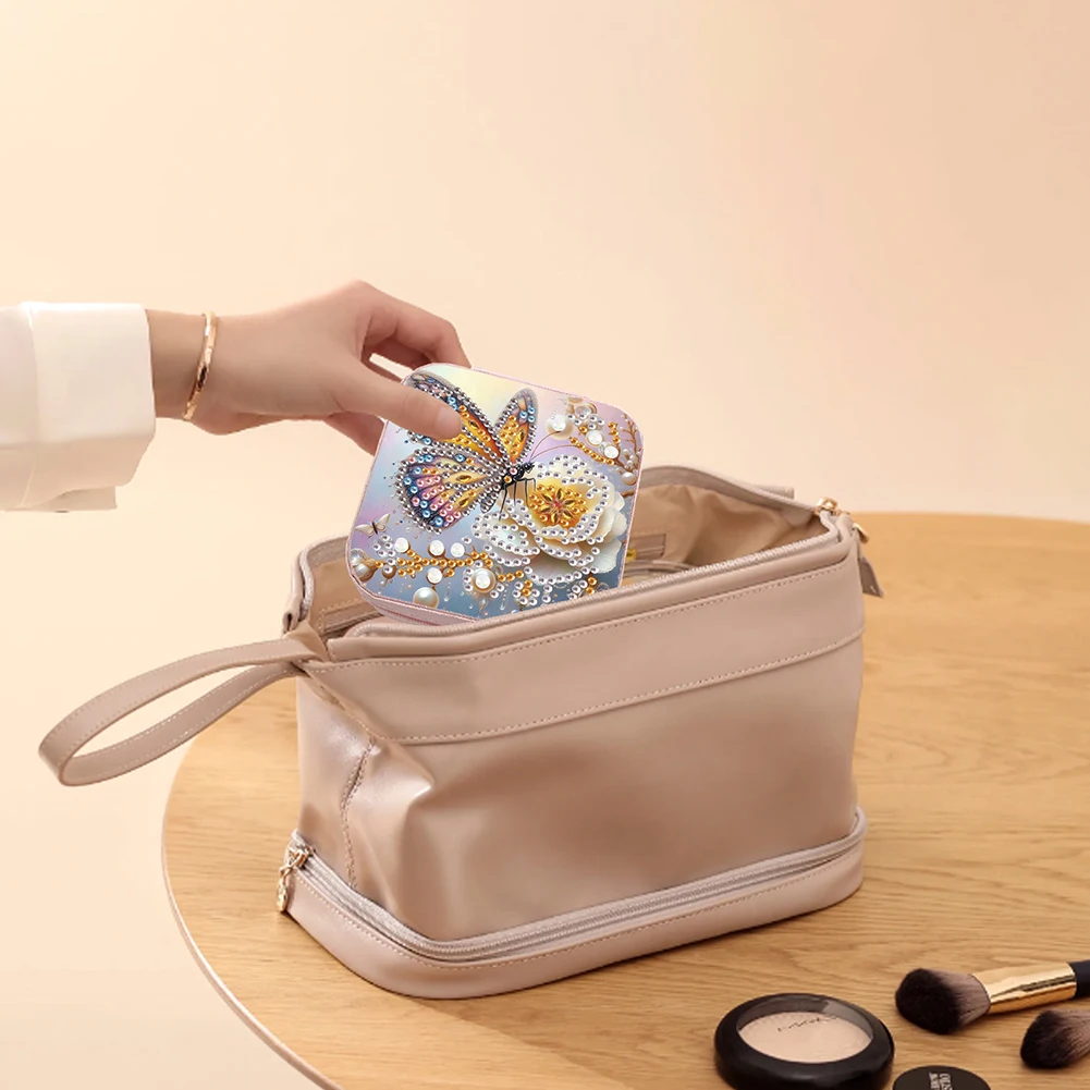 

Зеркало для макияжа из дерева с алмазной мозаикой DIY и шкатулкой для украшений с алмазной мозаикой для декора дома, уникальный подарок ручной работы