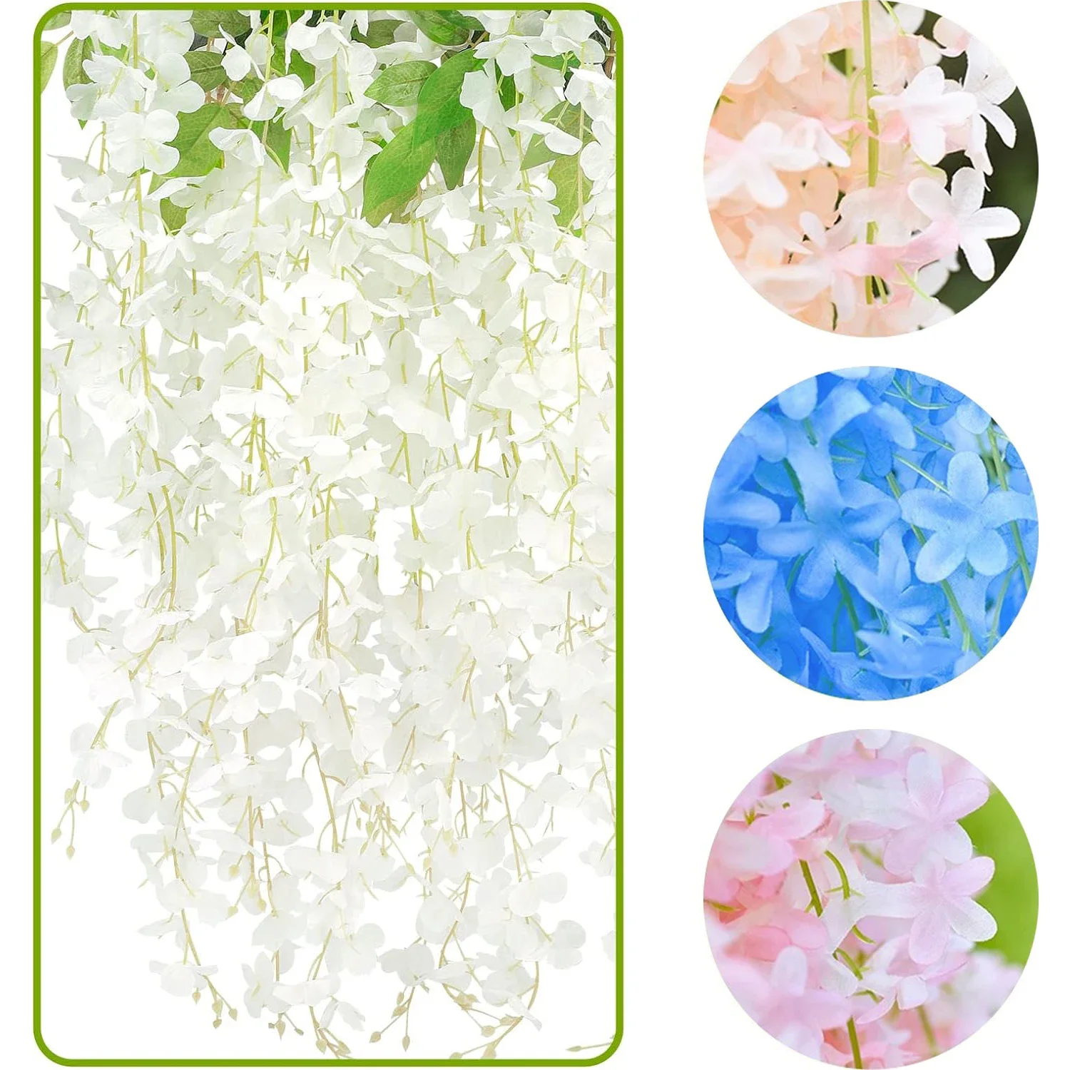 

Wisteria Hanging Flowers 12PCS Fake Flower Artificial Vines Rattan Silk Flower String for Wedding Party Wall Decorations