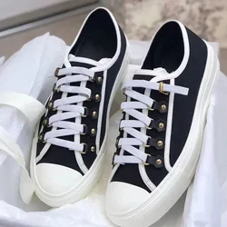 New Knitted Canvas Shoes Lace Up Thick Bottom Fashion Casual Breathable Appear Thin Vintage Flat Vulcanized Designer Women Shoes