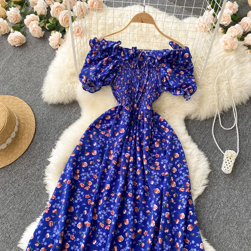 2024 New Fashion Floral Robe Print Long Dress Ruffle Maxi Sundress Bohemian Women Summer Sexy Casual Elegant Strapless Vestidos