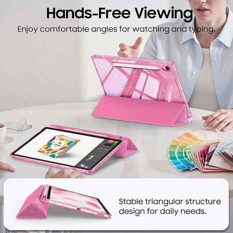 Für Galaxy Tab S9 S10 FE S11 11 Zoll Hülle Dreifach Faltbarer Magnetischer Ständer Stoßfeste Schlanke Schutzhülle – Detail 4