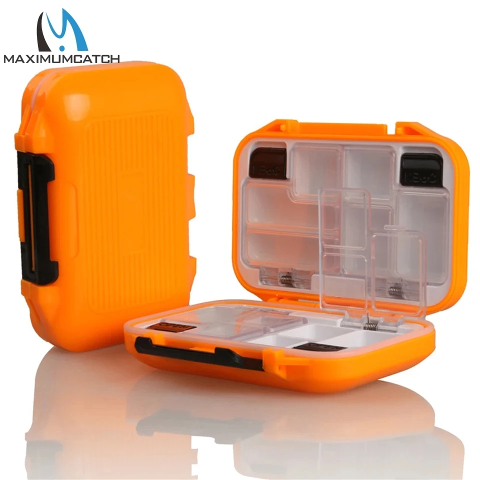Maximumcatch RO 115*80*33mm Orange&Grey Mini Plastic Fly Fishing Box Double Side Fly Hook Storage Box