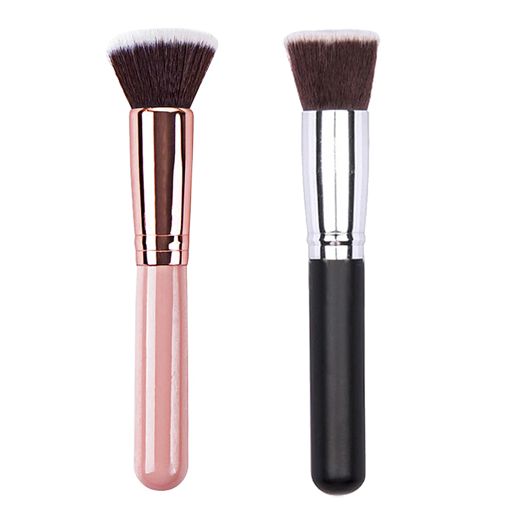 

2pcs Makeup Brush Set Durable Reusable Loose Powder Brushes Wooden Handle Lightweight Portable Silky Soft Dense