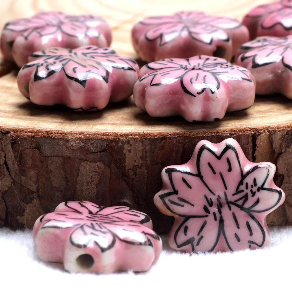 3 unids/lote de flores pequeñas de cerámica DIY collar/pulsera/pendientes para hacer joyería