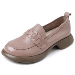 GKTINOO Women Loafers Shoes Genuine Leather 2024 British Style Women's Spring Shoes Thick Bottom Large Size Ladies Shoes