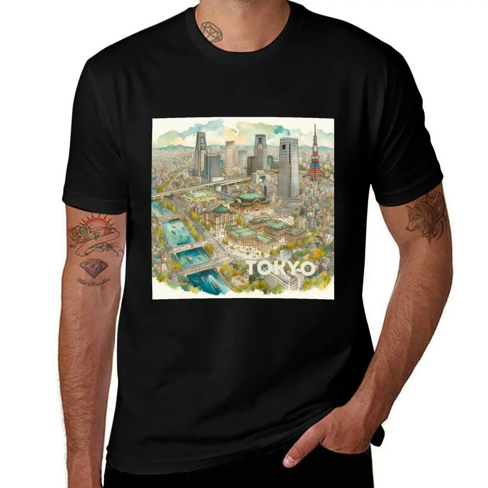 

Tokyo - Illustrated map T-Shirt blue archive plus sizes cotton man t-shirts football t shirt mens t shirts casual stylish
