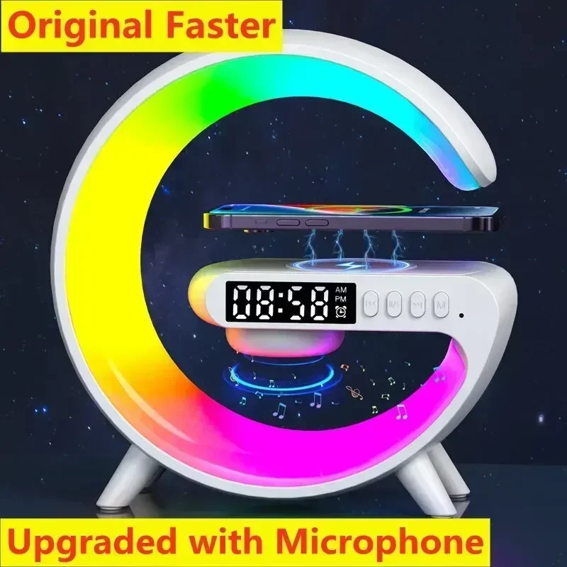 Fast Wireless Charger Pad Stand Speaker TF RGB Night Light Lamp Earphone Fast Charging Station for iPhone Samsung Xiaomi Huawei