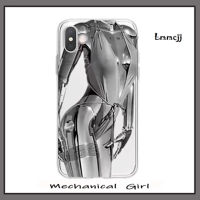 Lmmcjj Silver Robot Phone Case For Samsung Galaxy S21 FE S22 S23 Ultra A13 A22 A31 A53 A12 A14 A54 Note 20 Silicone iPhone Cover