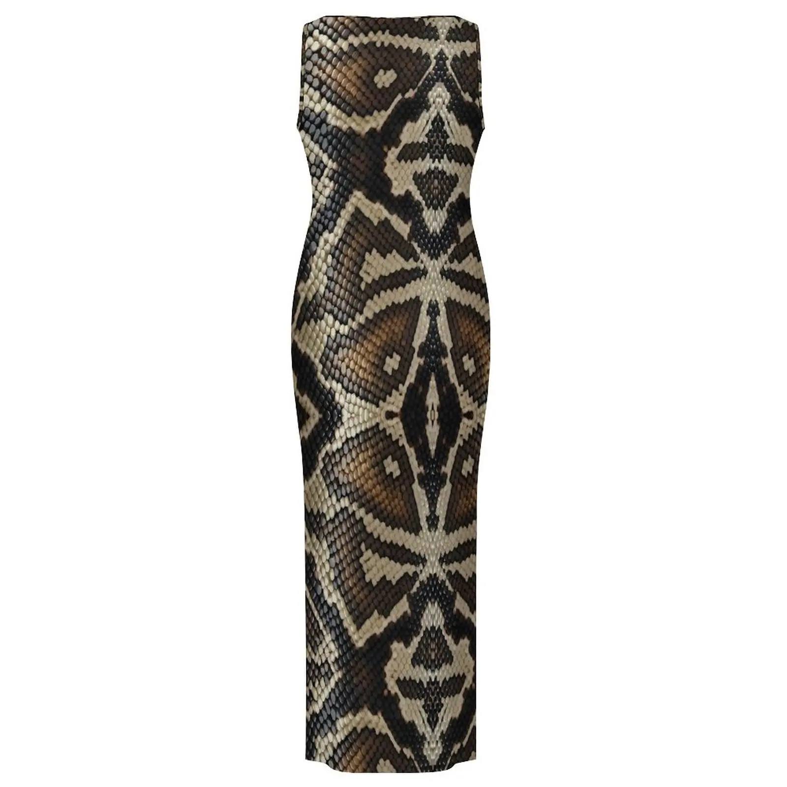 SnakeSkin 드레스 민소매 빈티지 프린트 슬림 섹시한 맥시 드레스 여름 미적 디자인 Bodycon 드레스 빅 사이즈 3XL 4XL