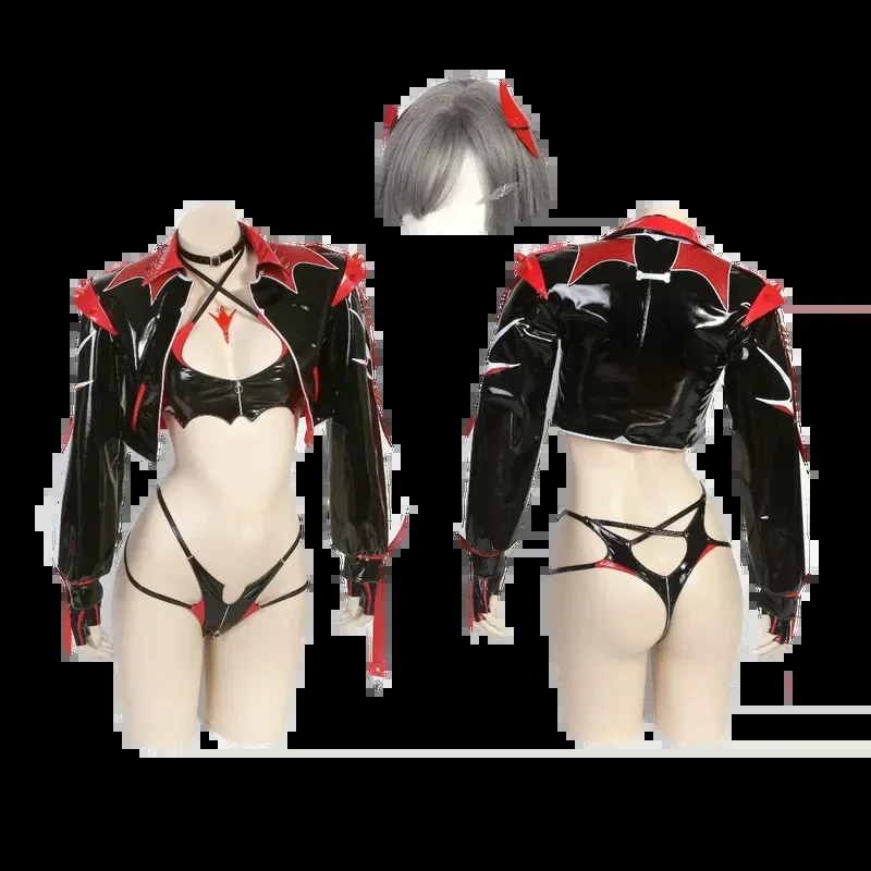 

CyGame Azur Lane Battleship H Cosplay Costume Racing Queen Battleship H Leather Bikini Ulrich Von Hutten Anime Cosplay