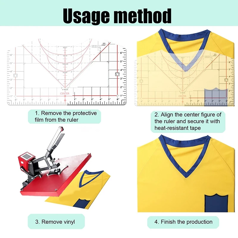 Tshirt Ruler Guide For Vinyl Alignment, T Shirt Ruler To Center Design Tshirt Measurement Tool With Heat Tape