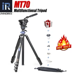 INNOREL MT70 Multifunctional Video Tripod,Monopod 360 Degree CNC Alloy with Fast Flip Buckle and Fluid Head for DSLR Cameras