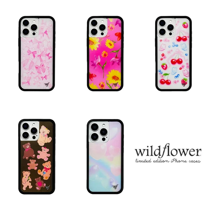 Wildflower Cute Bear-y Sunflower Anti-Fall Case for iPhone 12 13 14 15 16 Pro Max 16 Plus Bow Beau Dreamy Heart wf Phone Cases