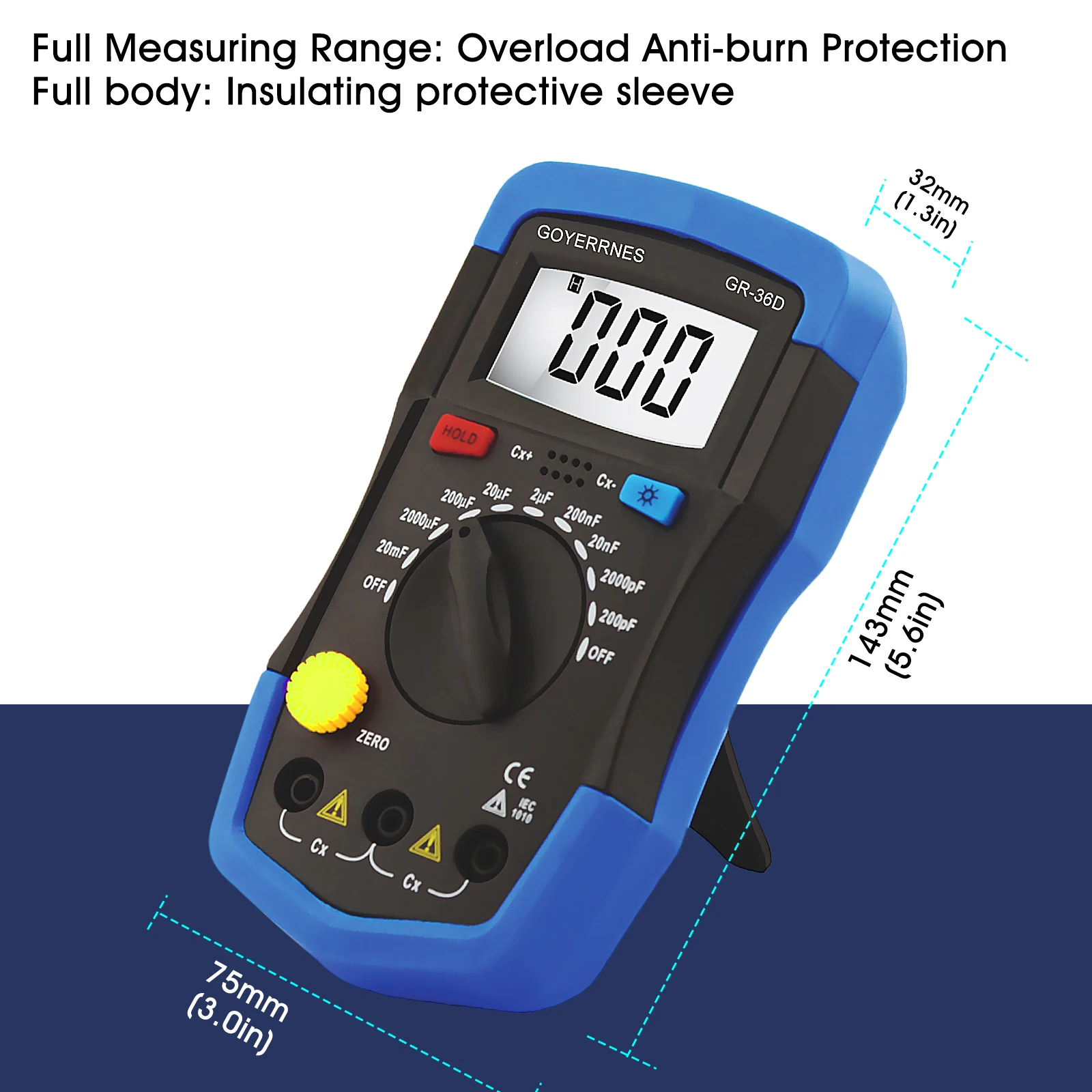 HoldPeak HP-36D Handheld capacimetro Digital Capacitance Meter tester 1999 counts Capacitor electronic diagnostic-tool Backlight