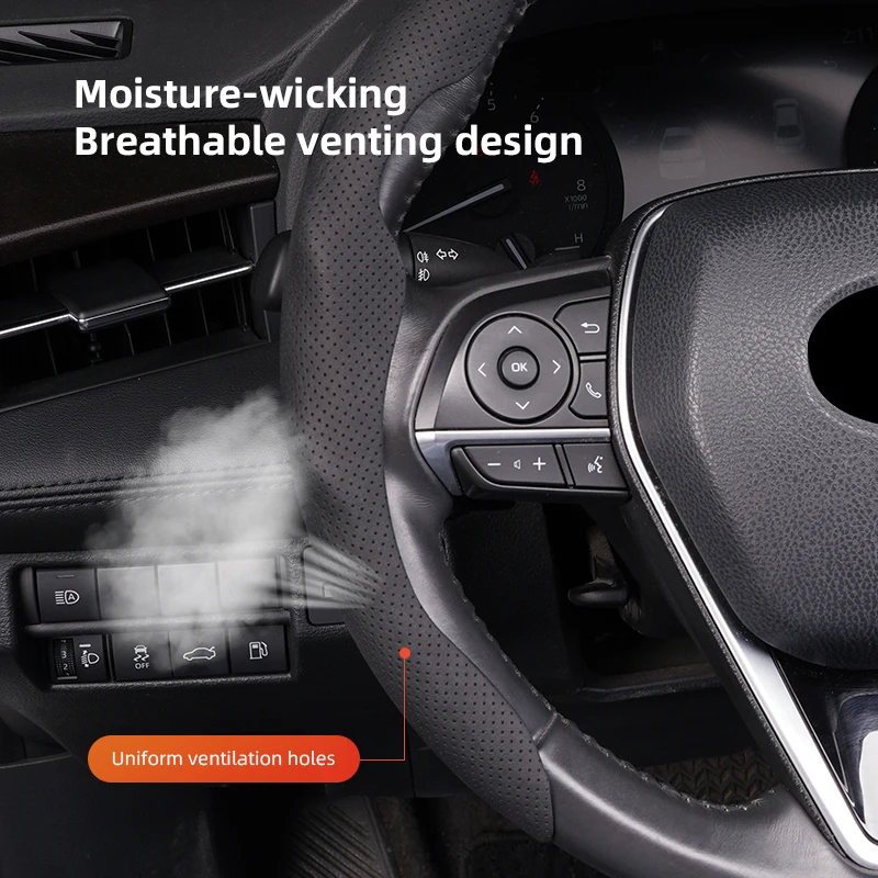 Atmungsaktive, schweißabsorbierende Auto-Lenkradabdeckung, Zubehör für Dacia Sandero Stepway Duster Logan Jogger Bigster / Schlüsselanhänger – Detail 4
