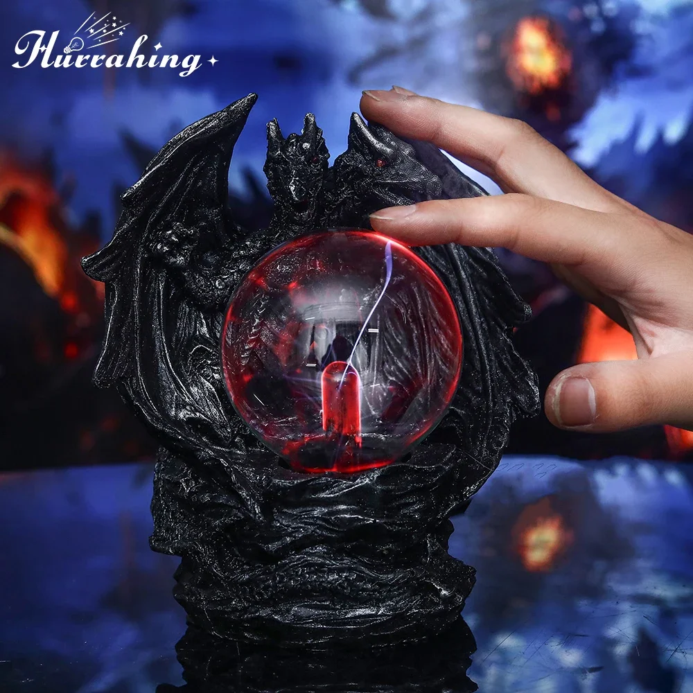 Hurrahing برأسين الزاحف المجنح مصباح بلازما 4 بوصة الغلاف الجوي ليلة ضوء سطح المكتب ديكور هالوين هدية بيع #3