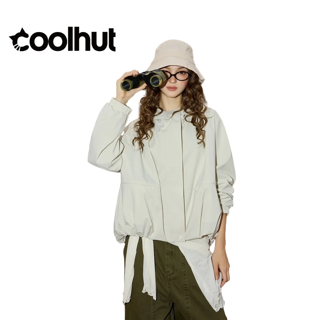 

COOLHUT Women's 2025 Hooded Cocoon Hem Jacket | American Casual Streetwear Style | Tech Loose Fit Sporty Fall Outerwear