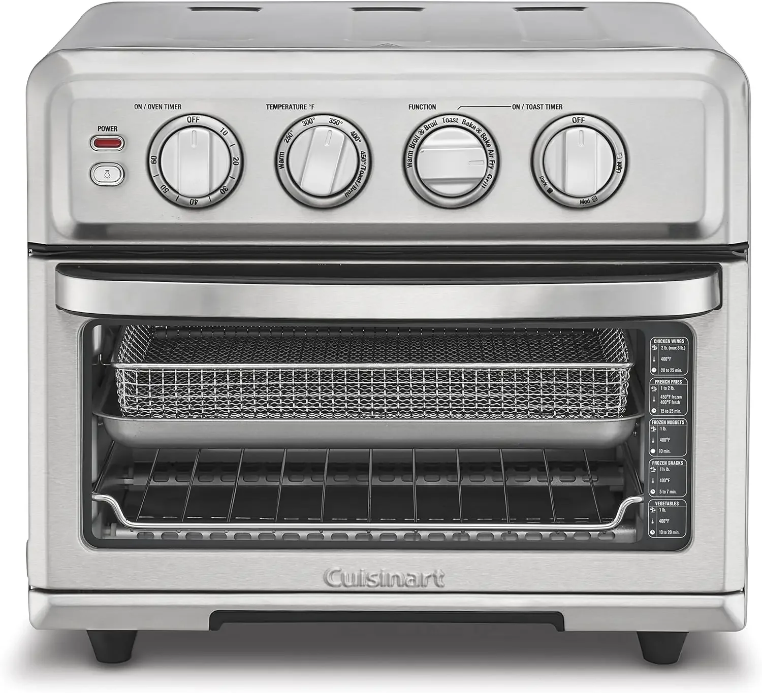 Air Fryer + Convection Toaster Oven, 8-1 Oven with Bake, Grill, Broil & Warm Options, Stainless Steel, TOA-70