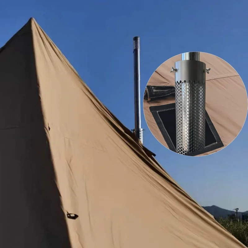 ท่อเตาแคมป์ปิ้งสแตนเลส ท่อปล่องควันสำหรับเตาไม้ในเต็นท์กลางแจ้ง ทนความร้อน ป้องกันการลวก อุปกรณ์เสริมเพื่อความปลอดภัย