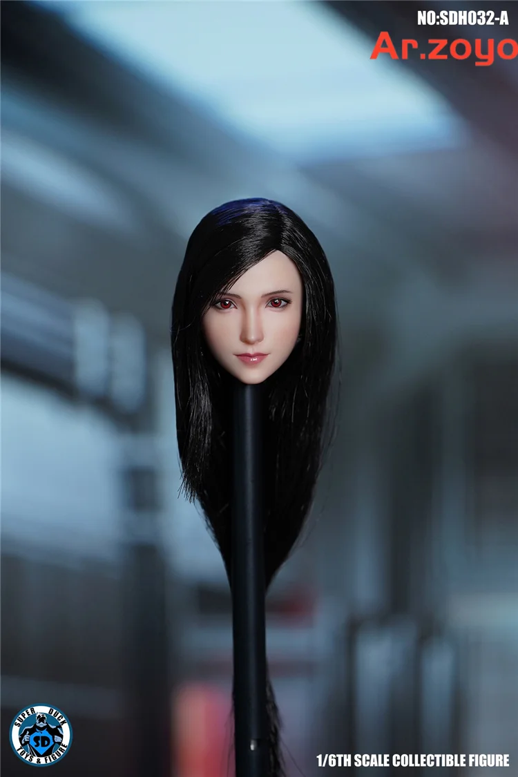 1/6 Super Duck SDH032 Tifa Head Sculpt Female Soldier Head Carving Fit PH TBL 12'' Pale Action Figure Body Dolls