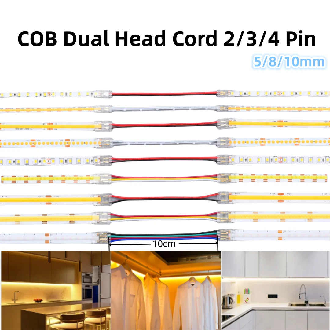 5/10/30/50Pcs 2pin 3pin 4pin SMD Cob connettori 5mm/8mm/10mm connettore a doppia testa con cavi strisce Led angolari facili senza saldatura