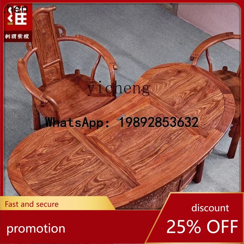 

YFY Tea Table Table-Chair Set Solid Wood Kung Fu Waist Tea Table Pterocarpus Erinaceus Poir. Office Tea Table