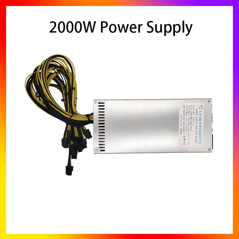 

Блок питания 2000 Вт для майнинга ETH Rig 2U Miner GPU PSU с PCI 6Pin и вентилятором 80 PLUS Gold BTC 120 В 110 В 220 В 230 В Блок питания