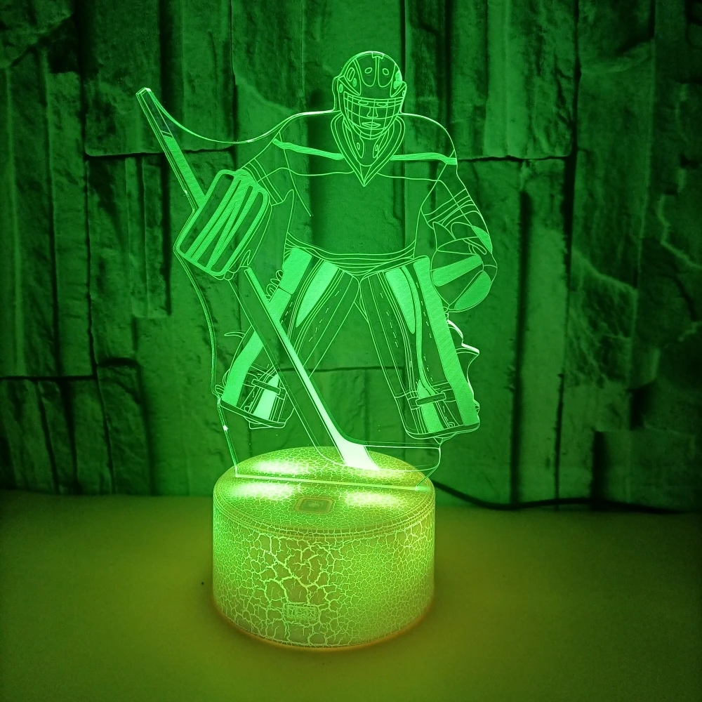 Ice Hockey Night Light 3D Illusion Lamp for Boys Room Decor  USB Color Changing Desk Lamps for Kids Sport Fans Birthday Gifts