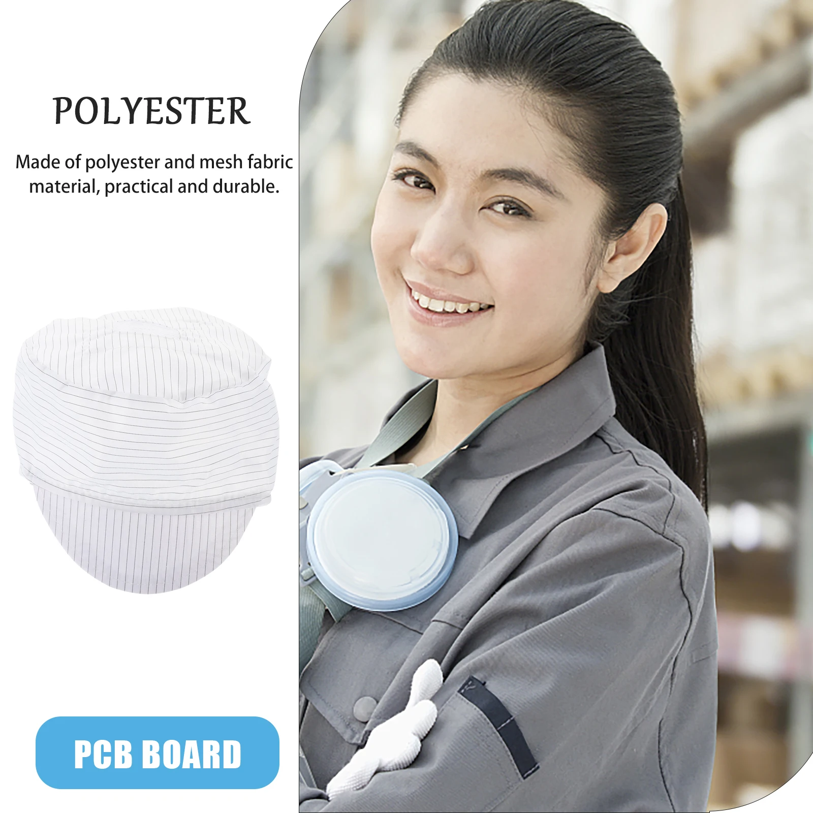 

5pcs Anti-Static Dustproof Work Cap Polyester Mesh Fabric Lightweight Washing Resistant Protective Hat For Electronics Food