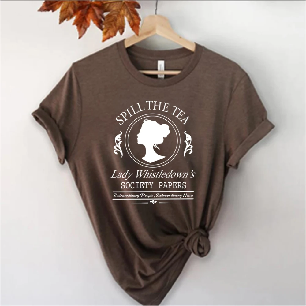 Spill The Tea Lady Shirt Society Paper Fashion Shirts TV Show Inspired Short Sleeves Aesthetic Clothes Whistledown Style Gift